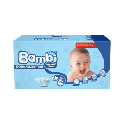 بامبي _ مقاس (3) وسط صندوق جامبو 104 حفاضة