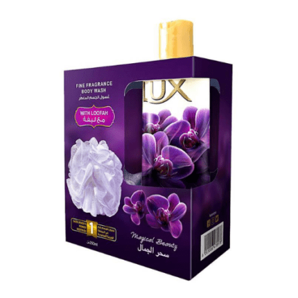 لوكس _ سائل استحمام المعطر سحر الجمال 250مل + ليفة