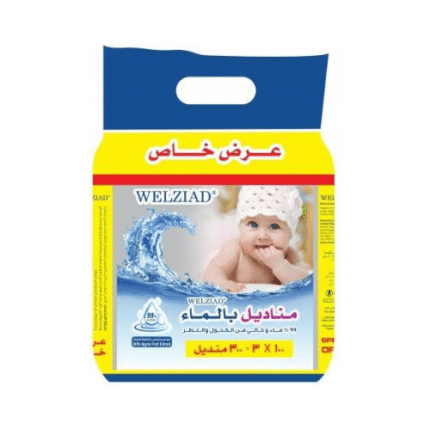 ولزياد _ مناديل مبللة للأطفال بدون عطر شدة 3 حبة