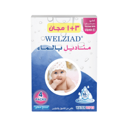 ولزياد _ مناديل مبللة للأطفال بدون عطر عبوة 4*100 منديل
